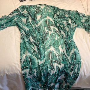 Palm Leaf Kimono Style Cover Up